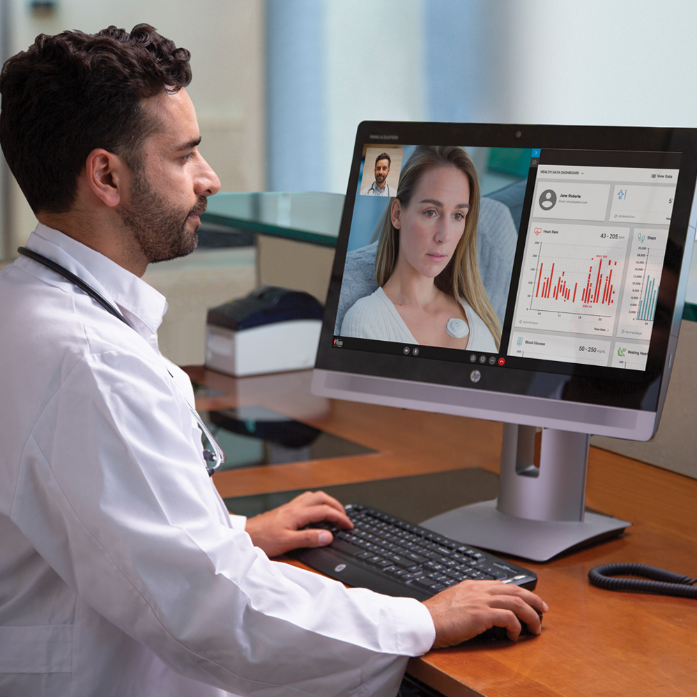 Clinician on a teleconference call with a patient.